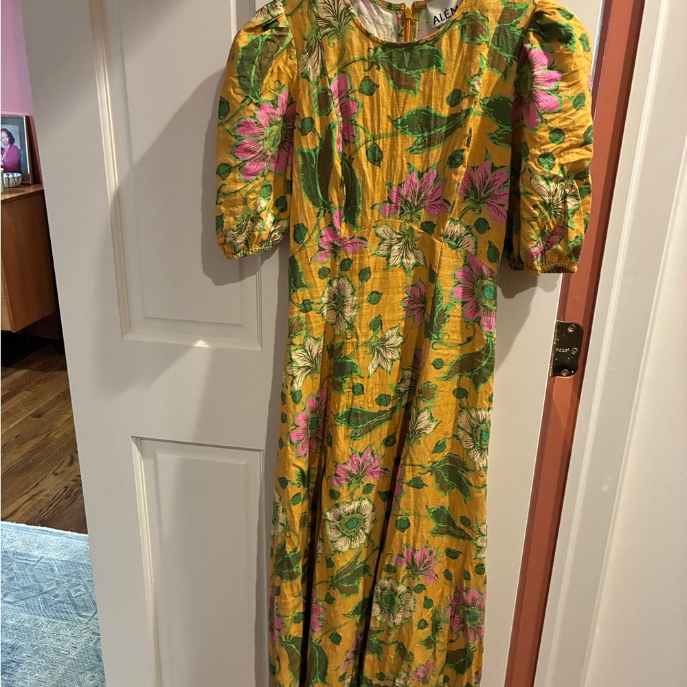 Alemais Yellow Floral Midi Dress